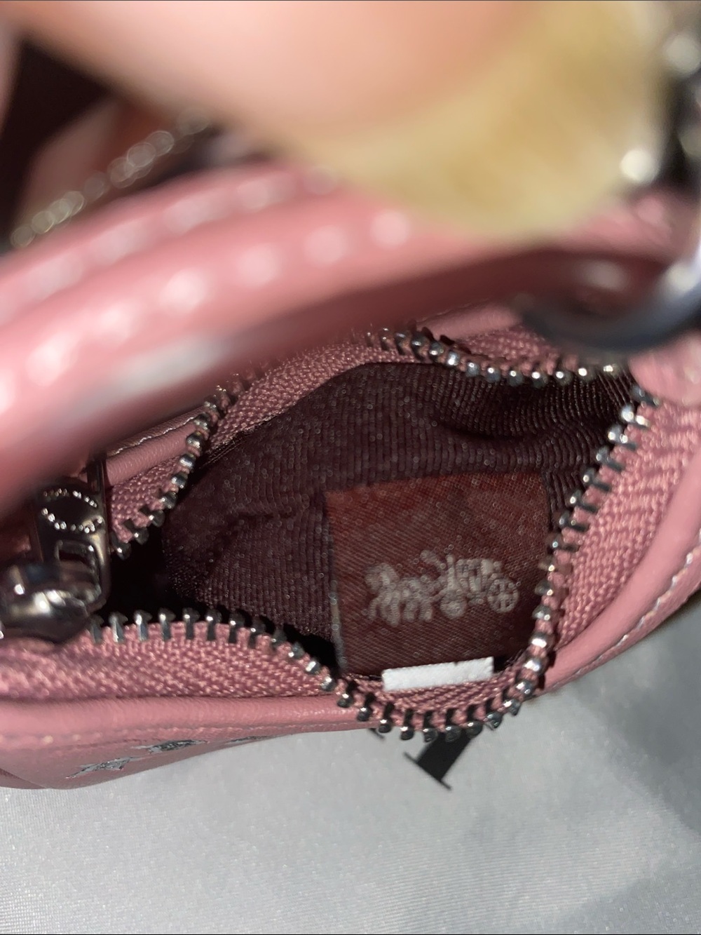 Coach Pink Leather Star & Stud Mini Bag Charm Keyring - Picture 7 of 8